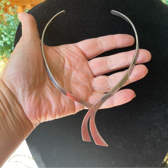 Vintage Jewelry - Alicia Plata Mexico Sterling Silver .925 Mid Century Modernist Necklace 44g
